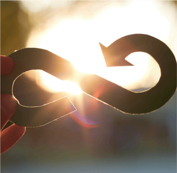 Green recycling infinity symbol