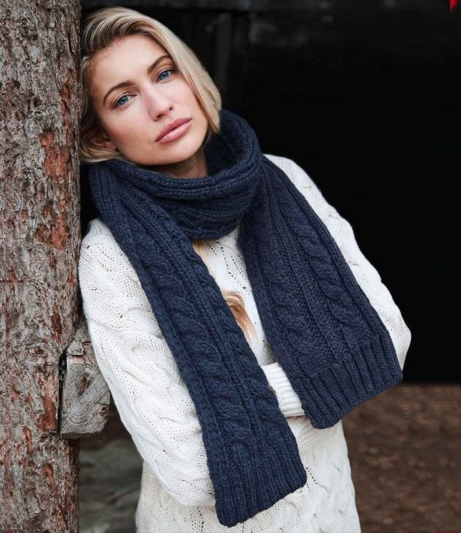 Beechfield  Cable Knit Melange Scarf