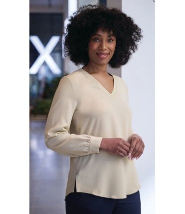 Como V-Neck Crepe de Chine Blouse