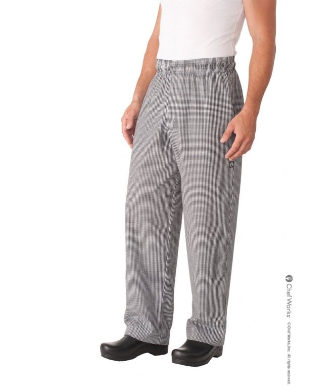 Chef Works Essential Baggy Zip-Fly: Small Check [NBMZ]