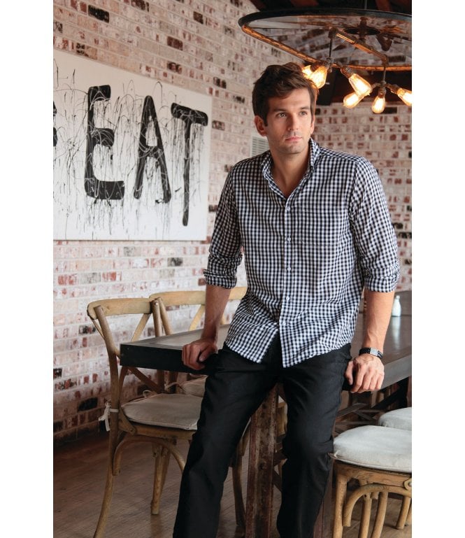 Chef Works Mens Black Gingham Dress Shirt [D500BWC]