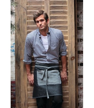 Mens Dark Navy Gingham Dress Shirt %5BD500BWK%5D