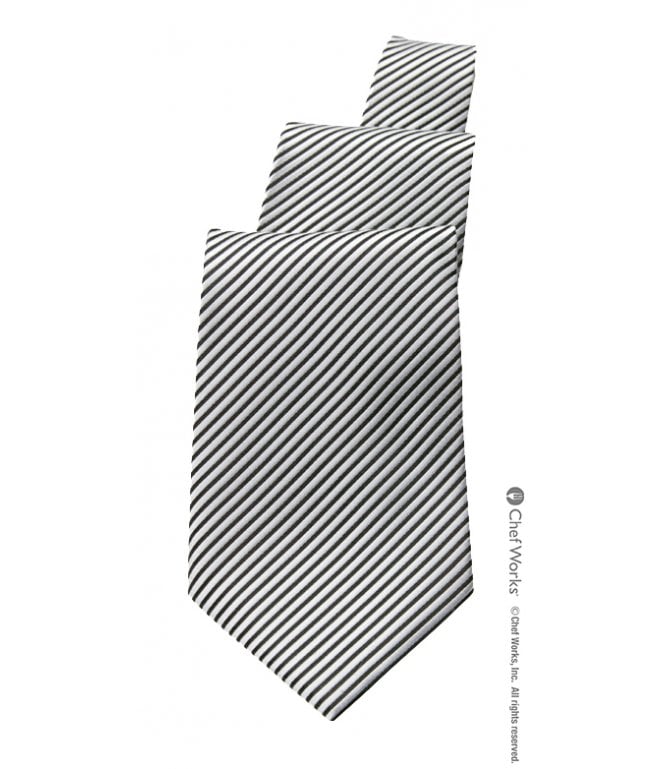 Chef Works Silver/Black Striped Tie [TPASBSI]