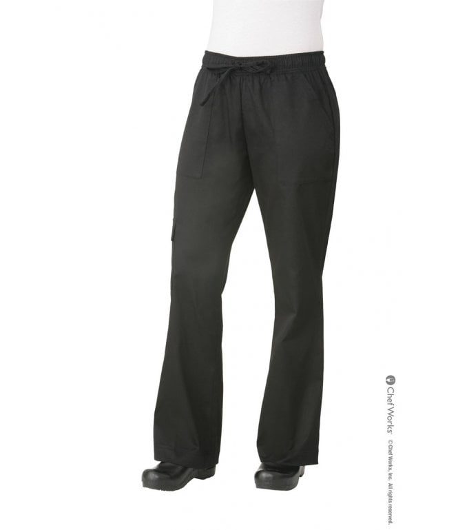 Chef Works CPWO-BLK Women's Cargo Chef Pants, Black