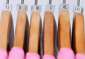 As set of garment on hangers in size order