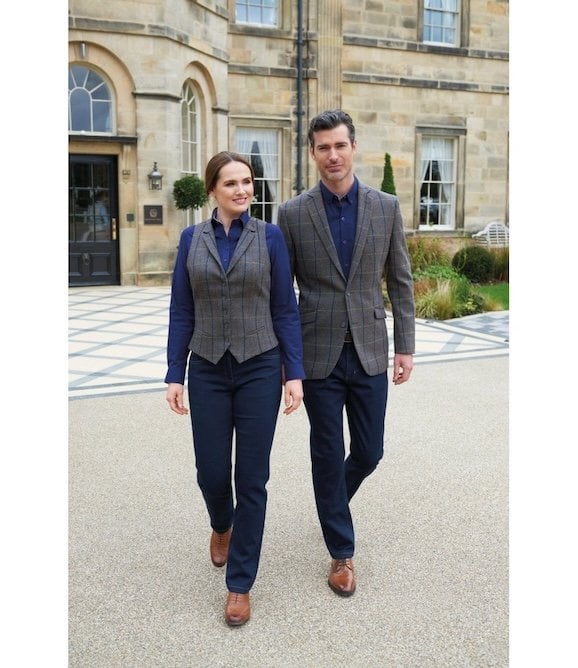 Man and a woman in tailored jeans