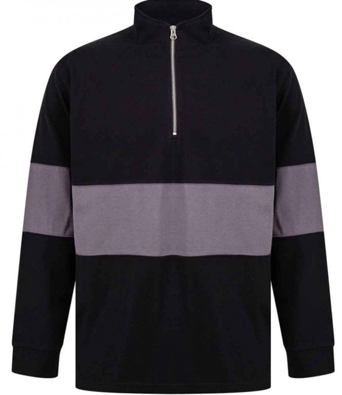 Front Row  Panelled Zip Neck Top