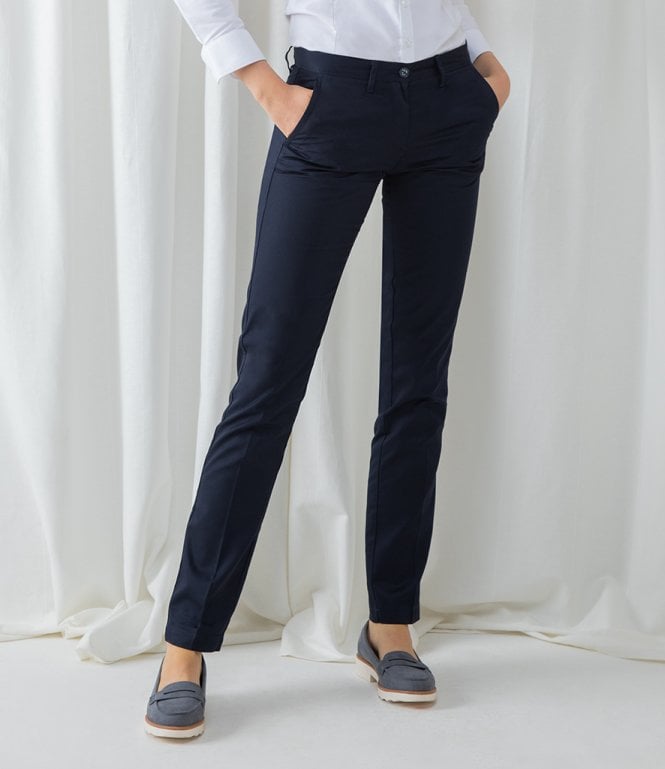 Henbury  Ladies 65/35 Flat Fronted Chino Trousers
