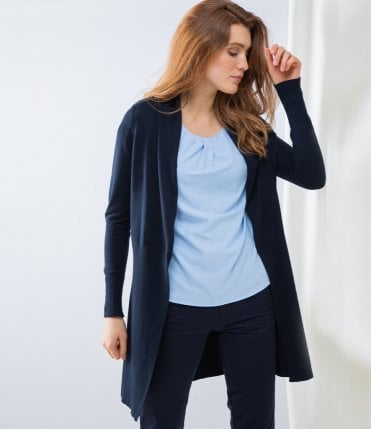 Henbury Ladies Long Line Open Cardigan