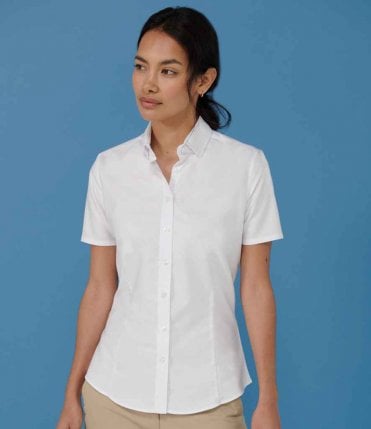 Henbury Ladies Modern Short Sleeve Regular Fit Oxford Shirt