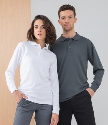 Henbury Long Sleeve Coolplus® Pique Polo Shirt