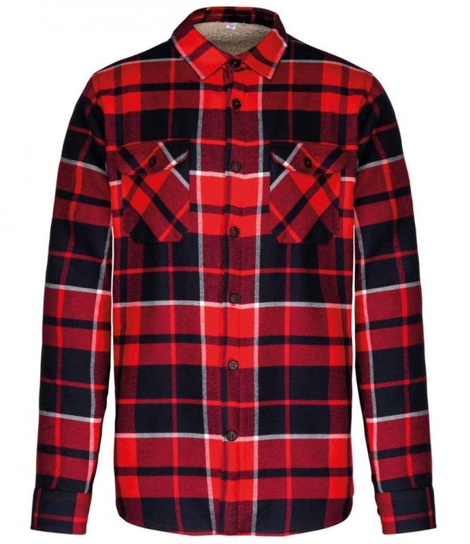 Kariban  Sherpa Lined Checked Shirt Jacket
