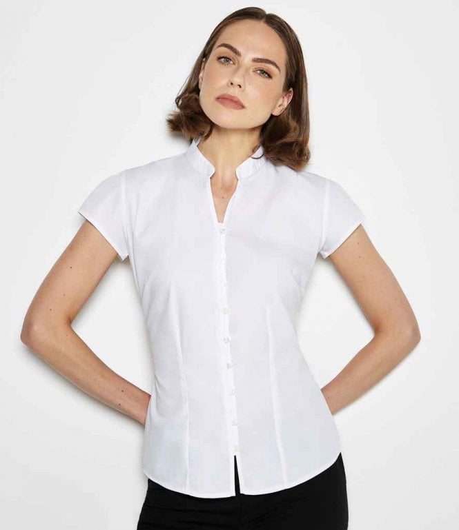 Kustom Kit  Ladies Cap Sleeve V Neck Continental Blouse