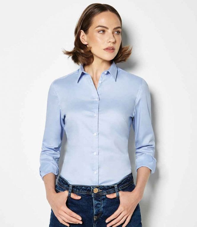 Kustom Kit  Ladies Long Sleeve Tailored Stretch Oxford Shirt