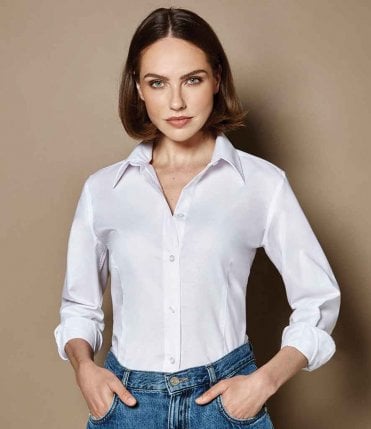 Kustom Kit Ladies Long Sleeve Workwear Oxford Shirt