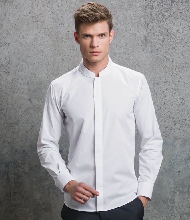 Kustom Kit  Long Sleeve Mandarin Collar Shirt