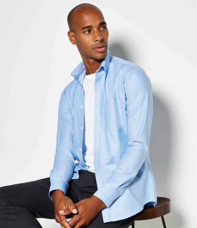 Kustom Kit  Long Sleeve Slim Fit Workwear Oxford Shirt