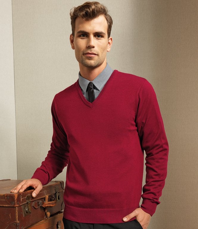 Premier  Knitted Cotton Acrylic V Neck Sweater