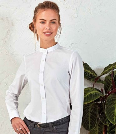 Premier Ladies Banded Collar Grandad Shirt