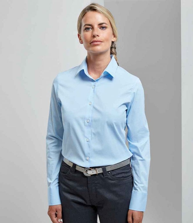 Premier  Ladies Long Sleeve Stretch Fit Poplin Shirt