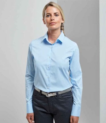 Premier Ladies Long Sleeve Stretch Fit Poplin Shirt