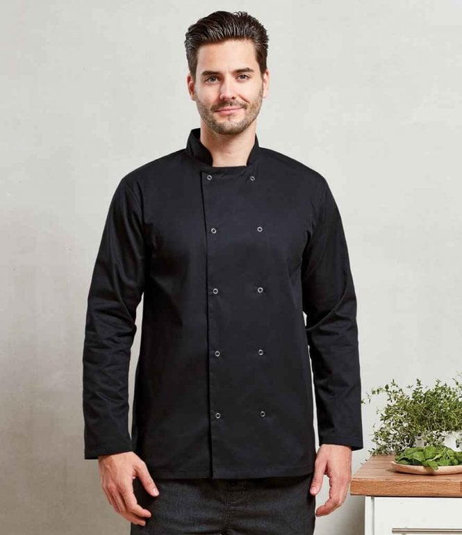 Premier  Unisex Long Sleeve Stud Front Chef's Jacket