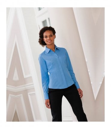 Russell Collection Ladies Long Sleeve Fitted Poplin Shirt
