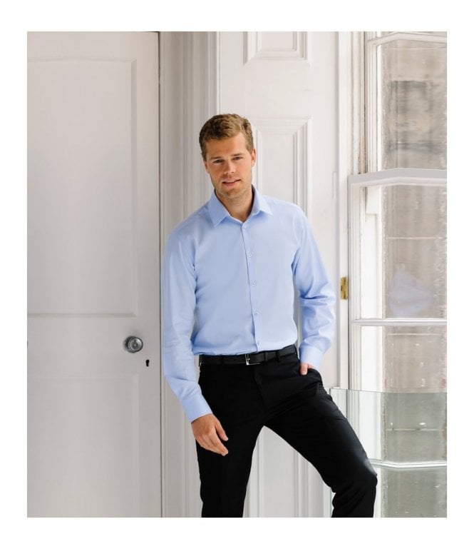 Russell Collection  Long Sleeve Herringbone Shirt