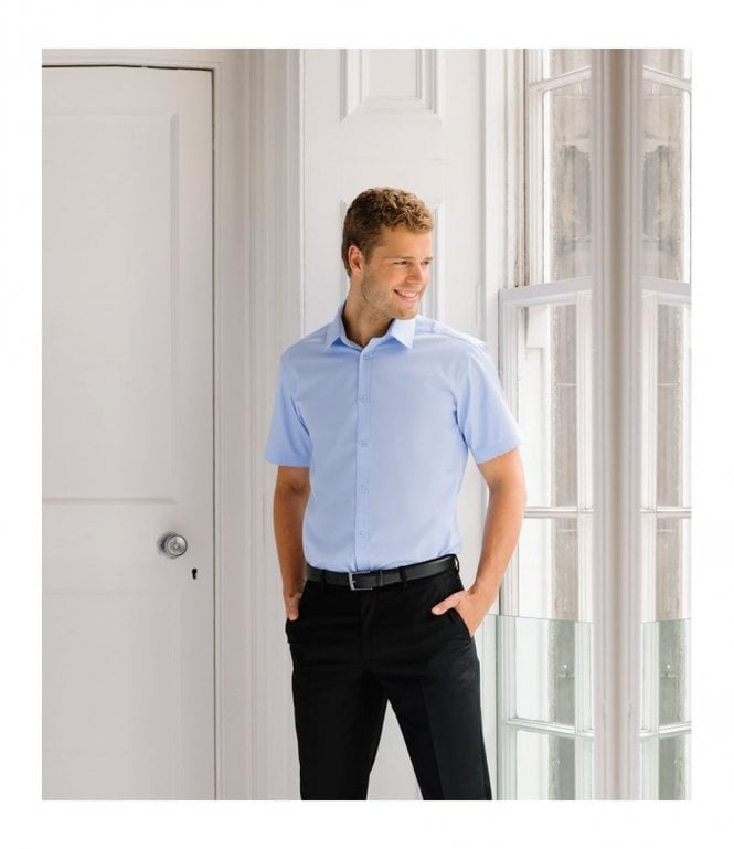 Russell Collection  Short Sleeve Herringbone Shirt