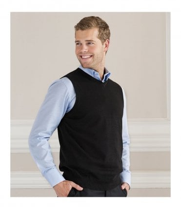 Russell Collection Sleeveless Cotton Acrylic V Neck Sweater