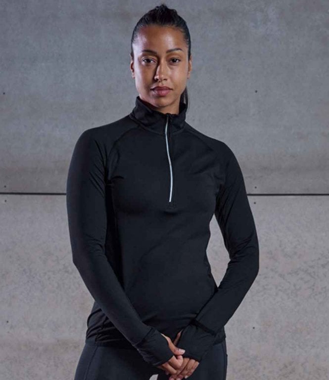 Tombo  Ladies Long Sleeve Zip Neck Performance Top